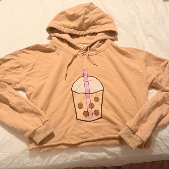 Mint and Apple Sweaters - Bubble Tea Cropped Hoodie